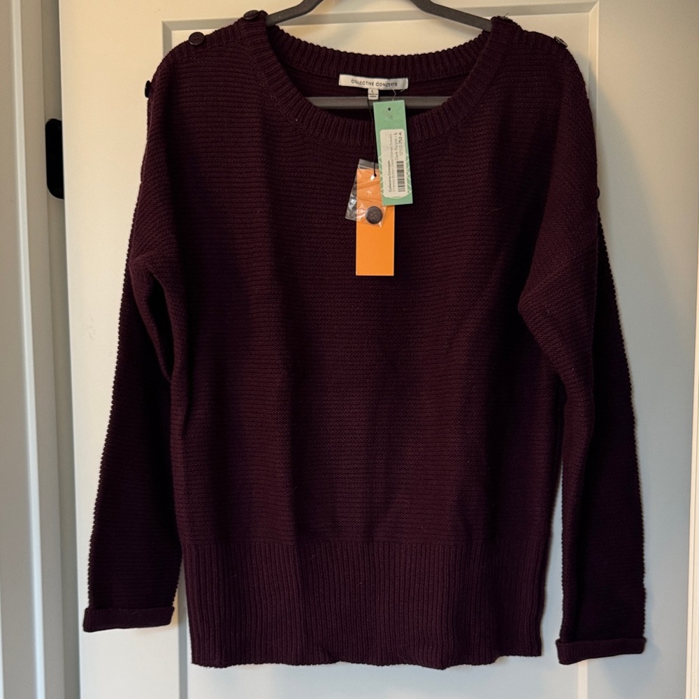 Collective Concepts Deep Burgundy Crew Neck Sweater